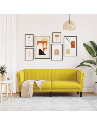 Divano a 2 Posti Giallo in Velluto