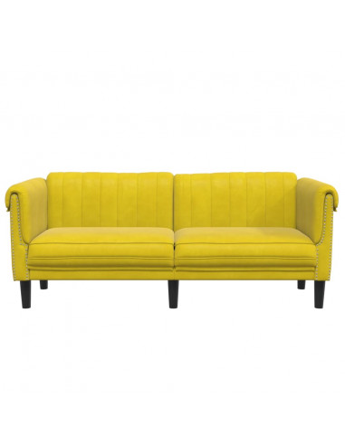 Divano a 2 Posti Giallo in Velluto