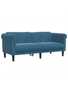 Divano a 2 Posti Blu in Velluto