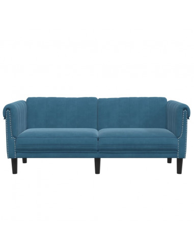 Divano a 2 Posti Blu in Velluto