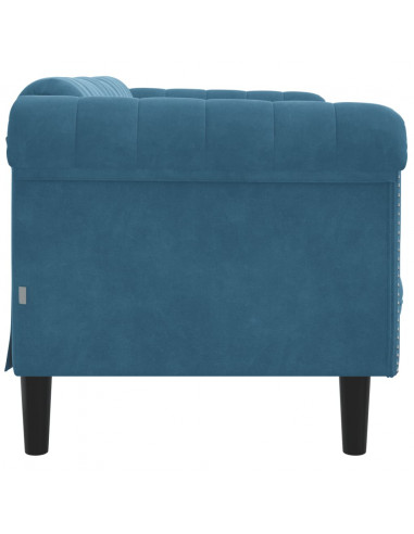 Divano a 2 Posti Blu in Velluto