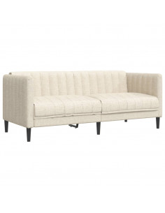 Divano a 2 Posti Crema in Tessuto