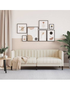 Divano a 2 Posti Crema in Tessuto 2