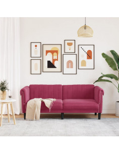 Divano a 2 Posti Rosso Vino in Velluto 2