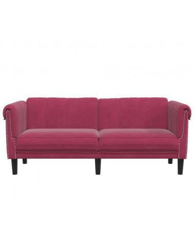 Divano a 2 Posti Rosso Vino in Velluto