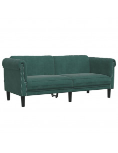 Divano a 2 Posti Verde Scuro in Velluto