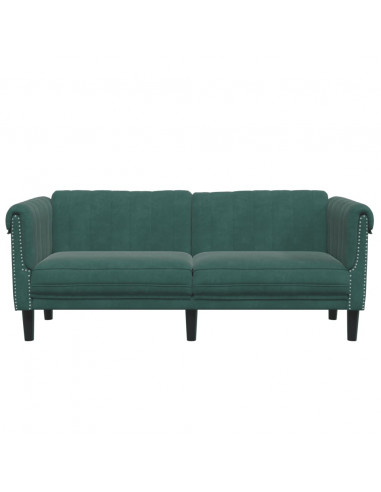 Divano a 2 Posti Verde Scuro in Velluto