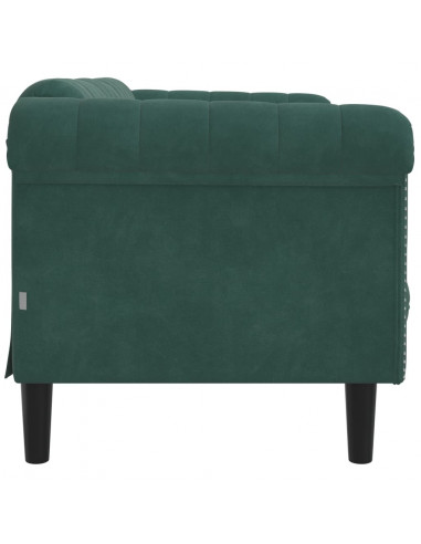 Divano a 2 Posti Verde Scuro in Velluto