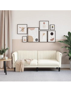 Divano a 2 Posti Crema in Velluto 2