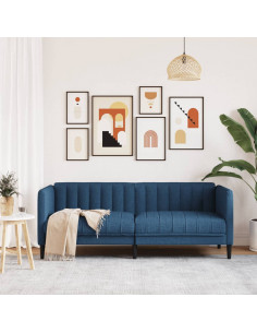 Divano a 2 Posti Blu in Tessuto 2