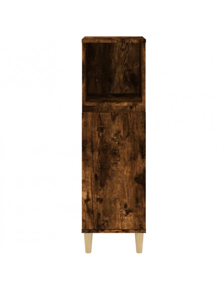 Armadietto Bagno Rovere Fumo 30x30x100 cm in Legno Multistrato