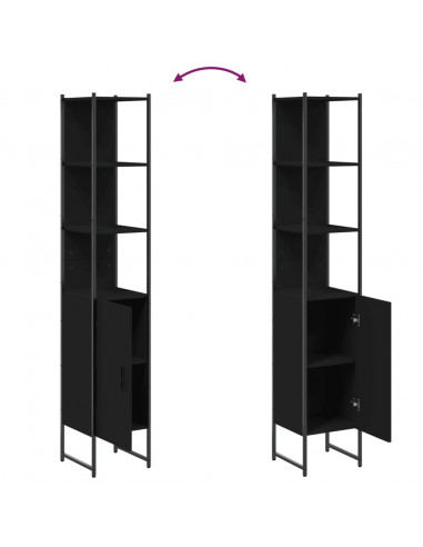 Mobile da Bagno Nero 33x33x185,5 cm in Legno Multistrato