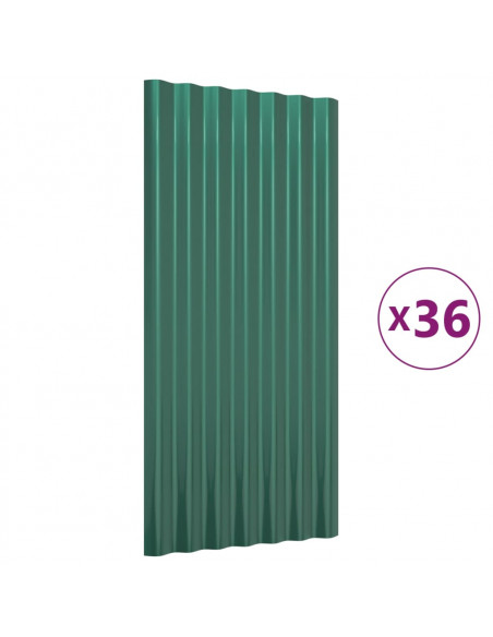 Pannelli Tetto 36pz Acciaio Verniciato a Polvere Verde 80x36 cm