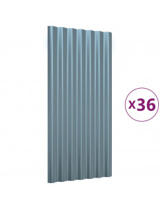 Pannelli Tetto 36pz Acciaio Verniciato a Polvere Grigio 80x36cm