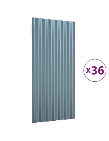 Pannelli Tetto 36pz Acciaio Verniciato a Polvere Grigio 80x36cm