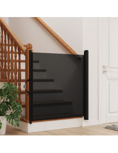 Cancelletto Retrattile per Animali Domestici Nero 82,5x125 cm 2