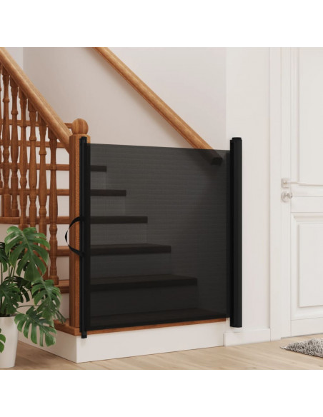 Cancelletto Retrattile per Animali Domestici Nero 82,5x125 cm