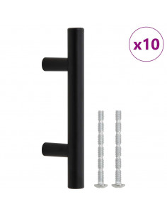 Maniglie per Mobili 10pz Nere 64mm in Acciaio Inox