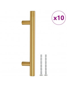 Maniglie per Mobili 10pz Oro 96mm in Acciaio Inox