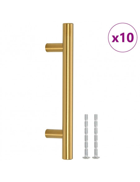 Maniglie per Mobili 10pz Oro 96mm in Acciaio Inox