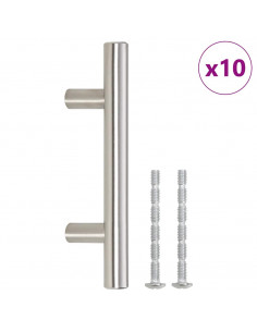 Maniglie per Mobili 10pz Argento 64mm in Acciaio Inox