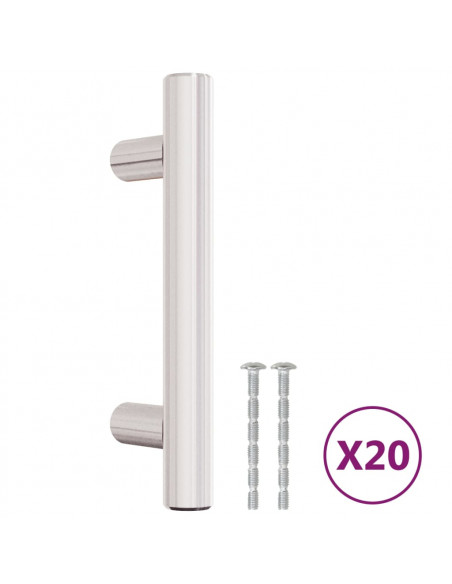 Maniglie per Mobili 20pz Argento 64mm in Acciaio Inox