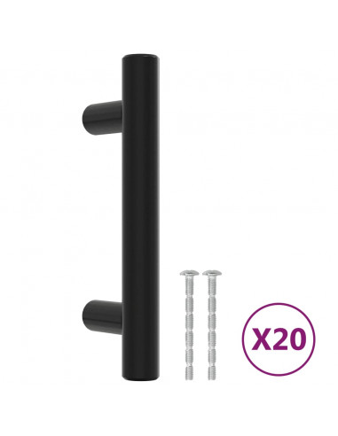 Maniglie per Mobili 20pz Nere 64 mm in Acciaio Inox