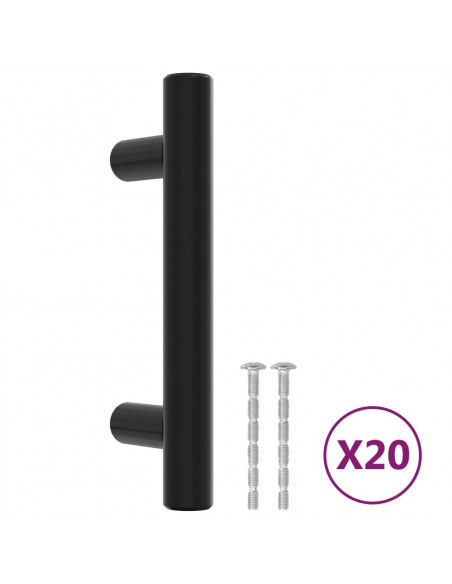 Maniglie per Mobili 20pz Nere 64 mm in Acciaio Inox