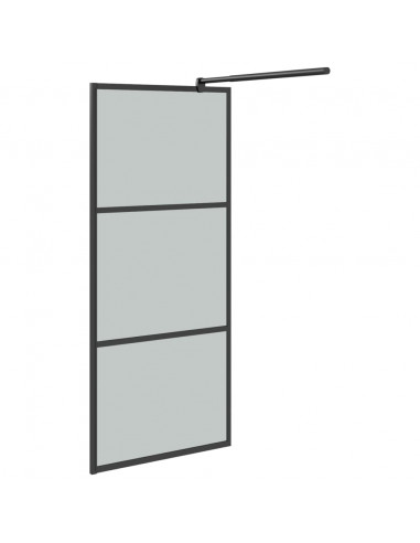 Parete Doccia Walk in 90x195 cm in Vetro Scuro ESG Nero