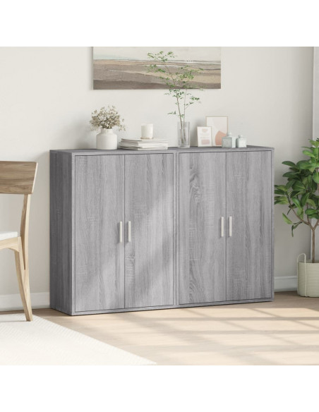 Credenze 2 pz Grigio Sonoma 60x31x84 cm in Legno Multistrato