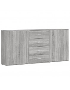 Credenze 3 pz Grigio Sonoma 60x31x84 cm in Legno Multistrato