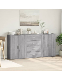 Credenze 3 pz Grigio Sonoma 60x31x84 cm in Legno Multistrato 2
