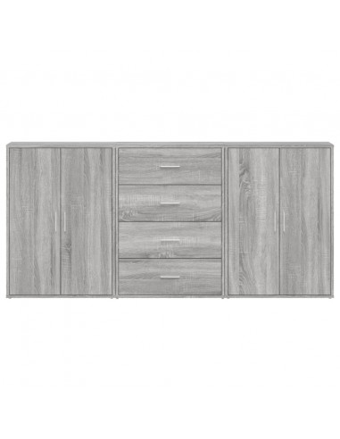 Credenze 3 pz Grigio Sonoma 60x31x84 cm in Legno Multistrato