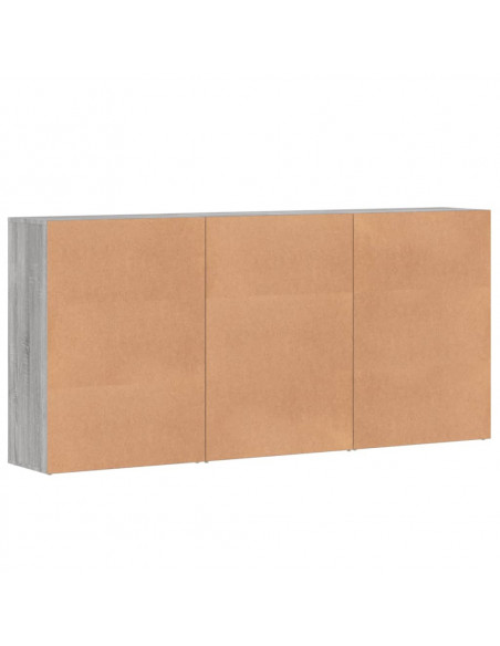 Credenze 3 pz Grigio Sonoma 60x31x84 cm in Legno Multistrato