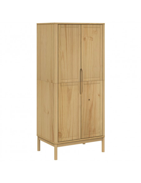 Armadio FLORO Marrone Cera 77x53x171 cm Legno Massello di Pino