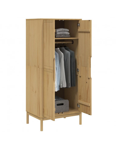 Armadio FLORO Marrone Cera 77x53x171 cm Legno Massello di Pino