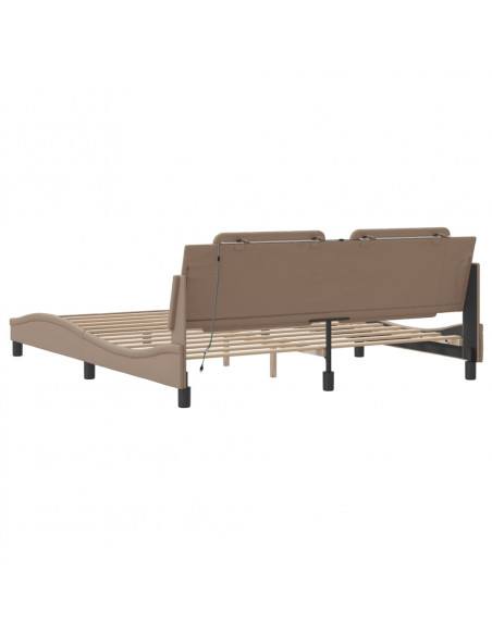 Giroletto con Luci LED Cappuccino 180x200 cm in Similpelle
