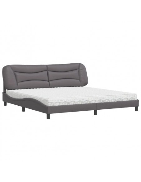 Letto con Materasso Grigio 200x200 cm in Similpelle