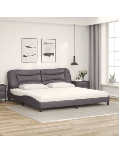 Letto con Materasso Grigio 200x200 cm in Similpelle 2