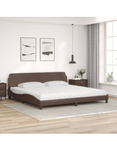 Letto con Materasso Marrone 200x200cm in Similpelle 2