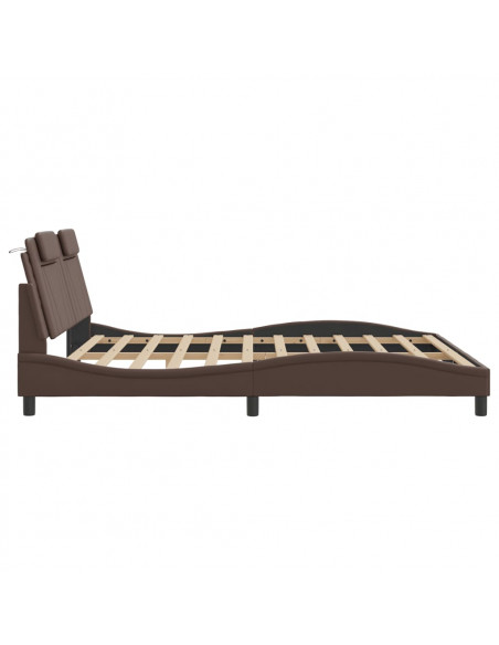 Giroletto con Luci LED Marrone 180x200 cm in Similpelle