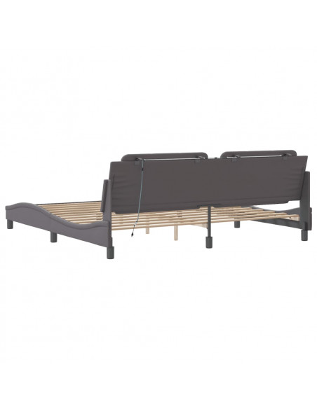 Giroletto con Luci LED Grigio 200x200 cm in Similpelle