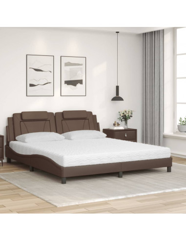 Letto con Materasso Marrone 180x200cm in Similpelle