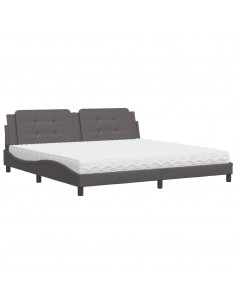 Letto con Materasso Grigio 200x200 cm in Similpelle
