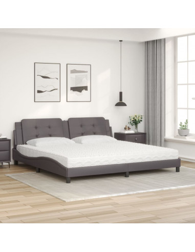 Letto con Materasso Grigio 200x200 cm in Similpelle