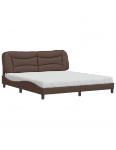 Letto con Materasso Marrone 180x200cm in Similpelle