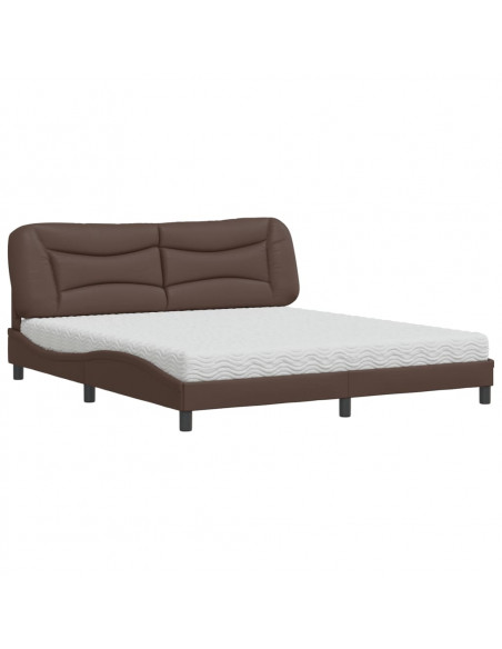 Letto con Materasso Marrone 180x200cm in Similpelle