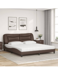 Letto con Materasso Marrone 180x200cm in Similpelle 2