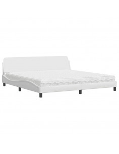 Letto con Materasso Bianco 200x200cm in Similpelle