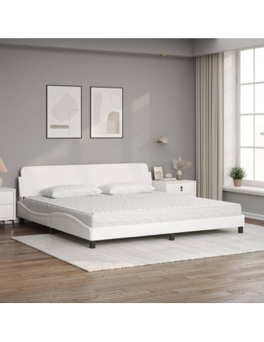 Letto con Materasso Bianco 200x200cm in Similpelle